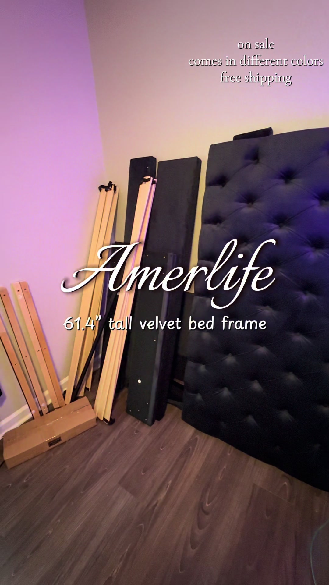 TikTok post by @keepcooldudette for Amerlife. Caption reads: @Amerlife #bedframe #beds #tiktokshopfinds [...].
