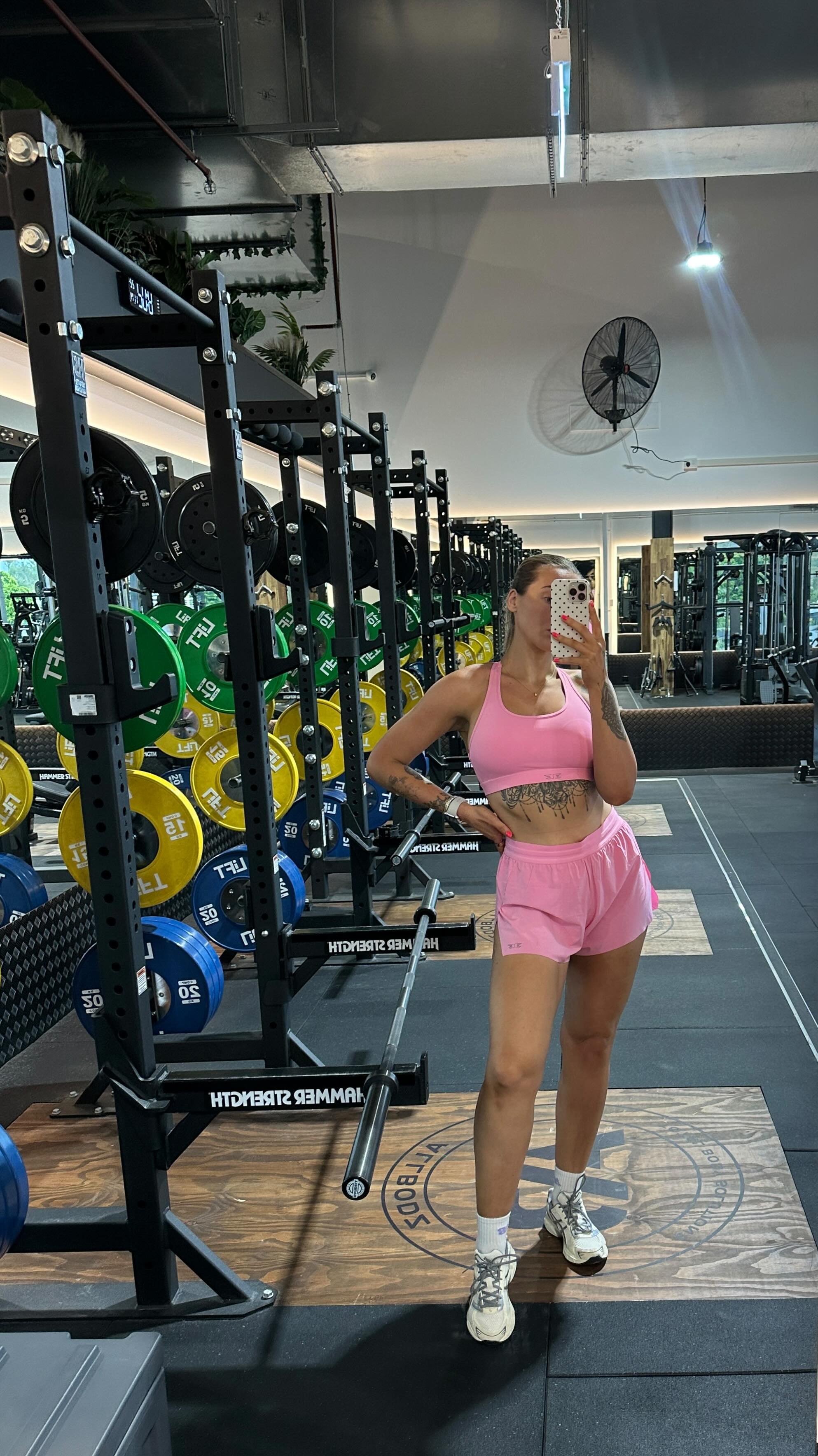 Instagram post by @torileighadams for Elite Eleven Sporting. Caption reads: Deep in my Elle Woods era with all this pink....