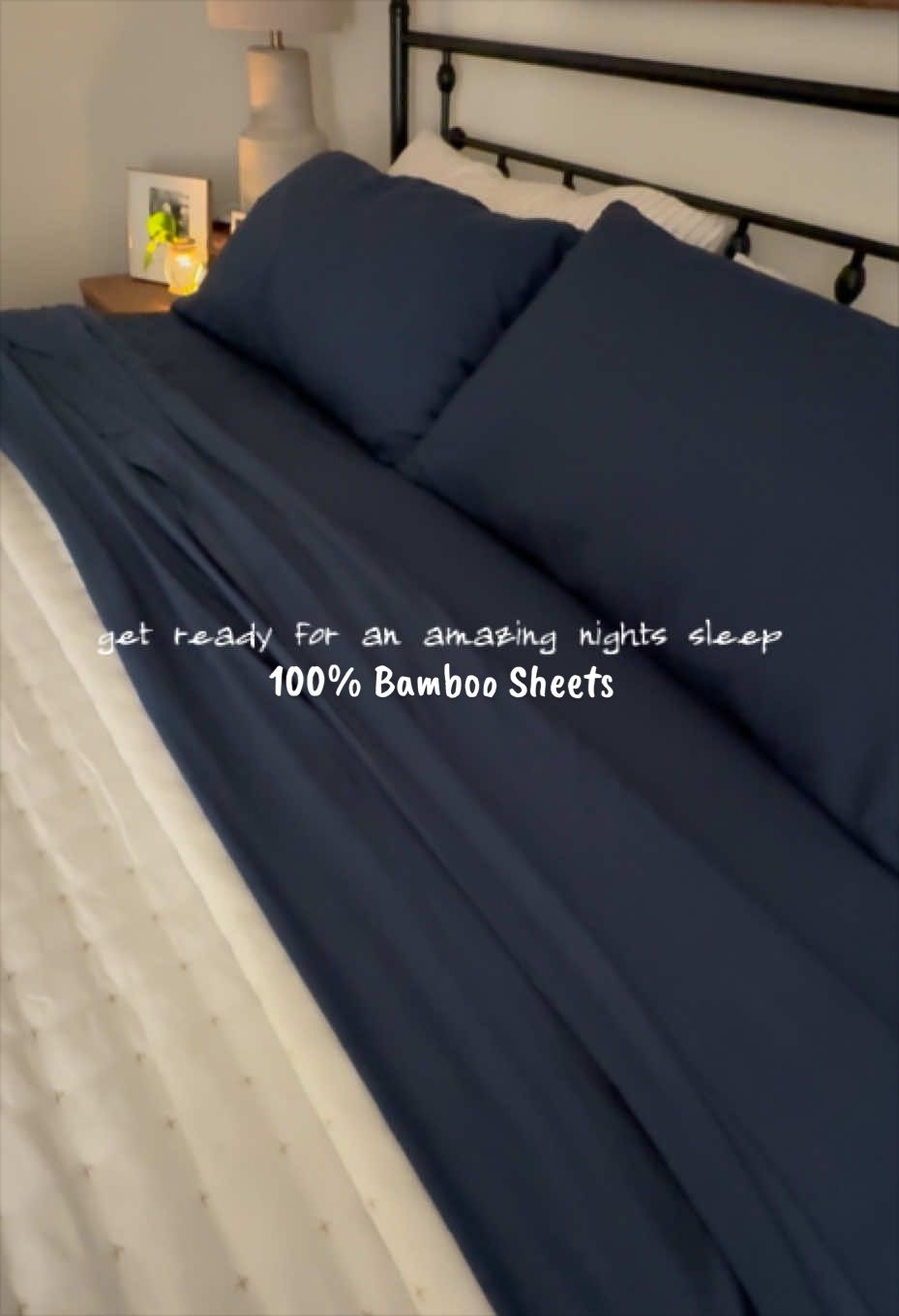 TikTok post by @tnhomegal for Shilucheng Home. Caption reads: [...] #BambooSheets #HomeAesthetic @Shilucheng....