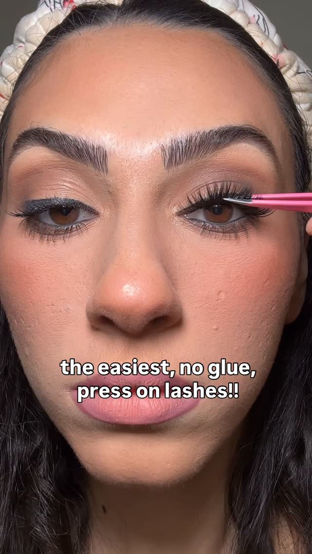 Instagram post by @beautybyminks for impressbeauty. Caption reads: Bold volume press on falsies from @impresslashes....