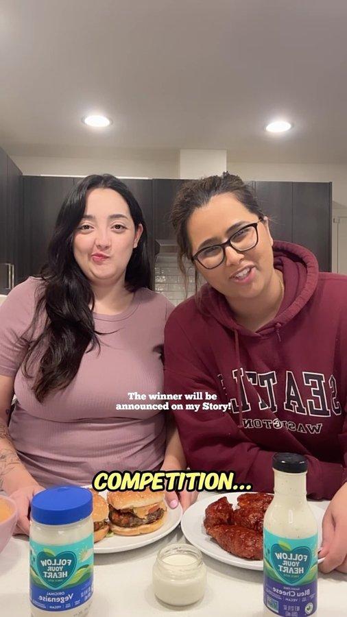 Instagram post by @shreyaskitchen2 for Follow Your Heart. Caption reads: #ad Cooking showdown featuring @followyourheart....