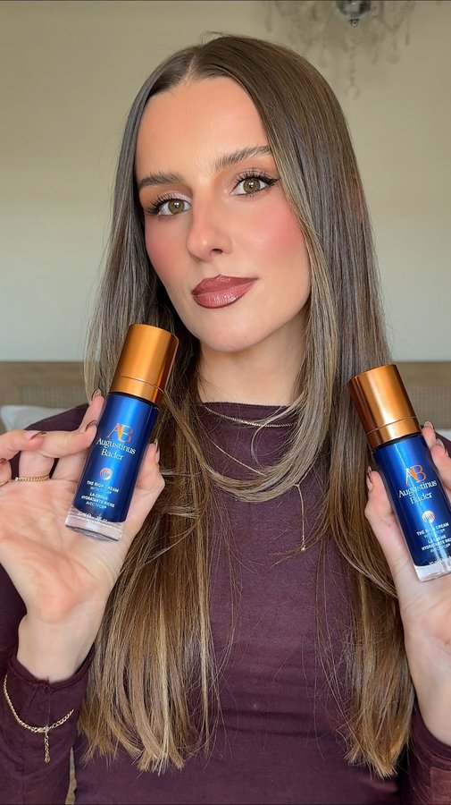 Instagram post by @juuujubee for Augustinus Bader. Caption reads: If we’re gonna splurge, let’s make it count. Shop....