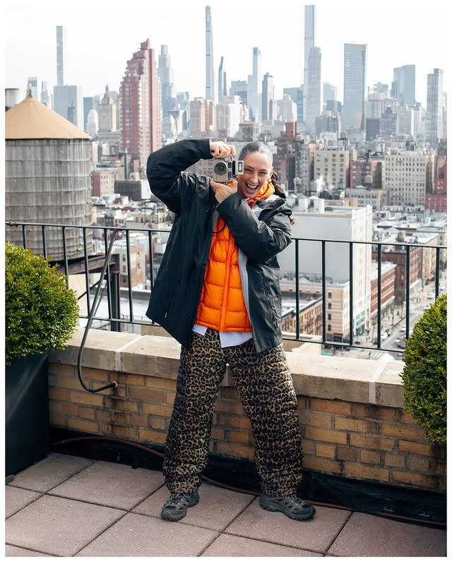 Instagram post by @laurasfuchs for Merrell. Caption reads: [...] and frolic! 🧡 • • • Partnered with Merrell....