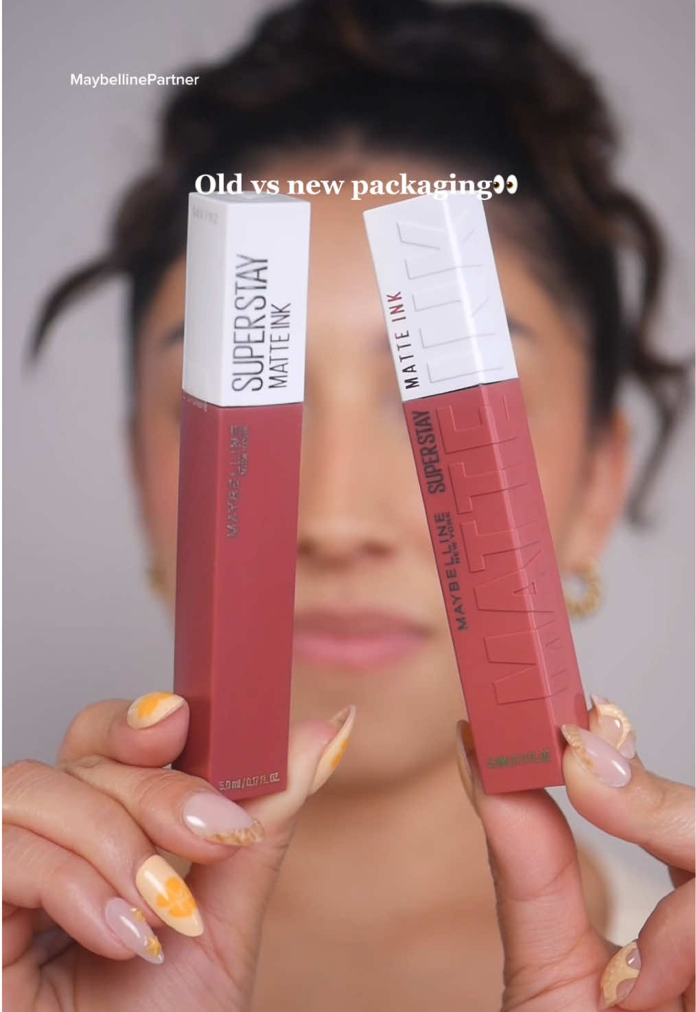 TikTok post by @miabgalvan for Maybelline. Caption reads: #Ad Still one of the most reliable lip products in....