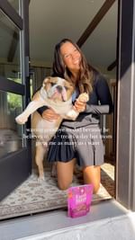 Instagram post by @larissawhite__ for Earthborn Holistic Pet Food. Caption reads: We just wait until dad is gone and then we get all....