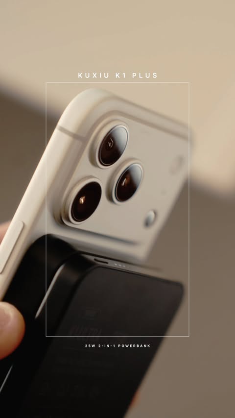 Instagram post by @iandreamosca for KUXIU. Caption reads: the power bank that charges two....