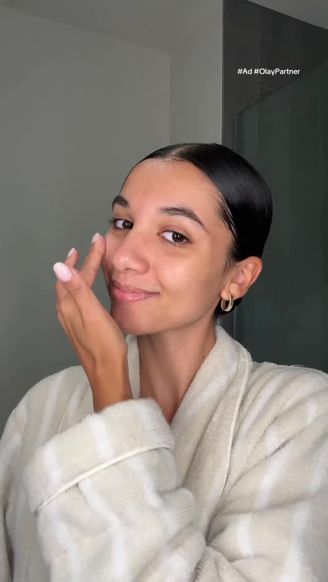 Instagram post by @laila_elnaggar for OLAY. Caption reads: #OlayPartner #Ad my evening skincare essentials....