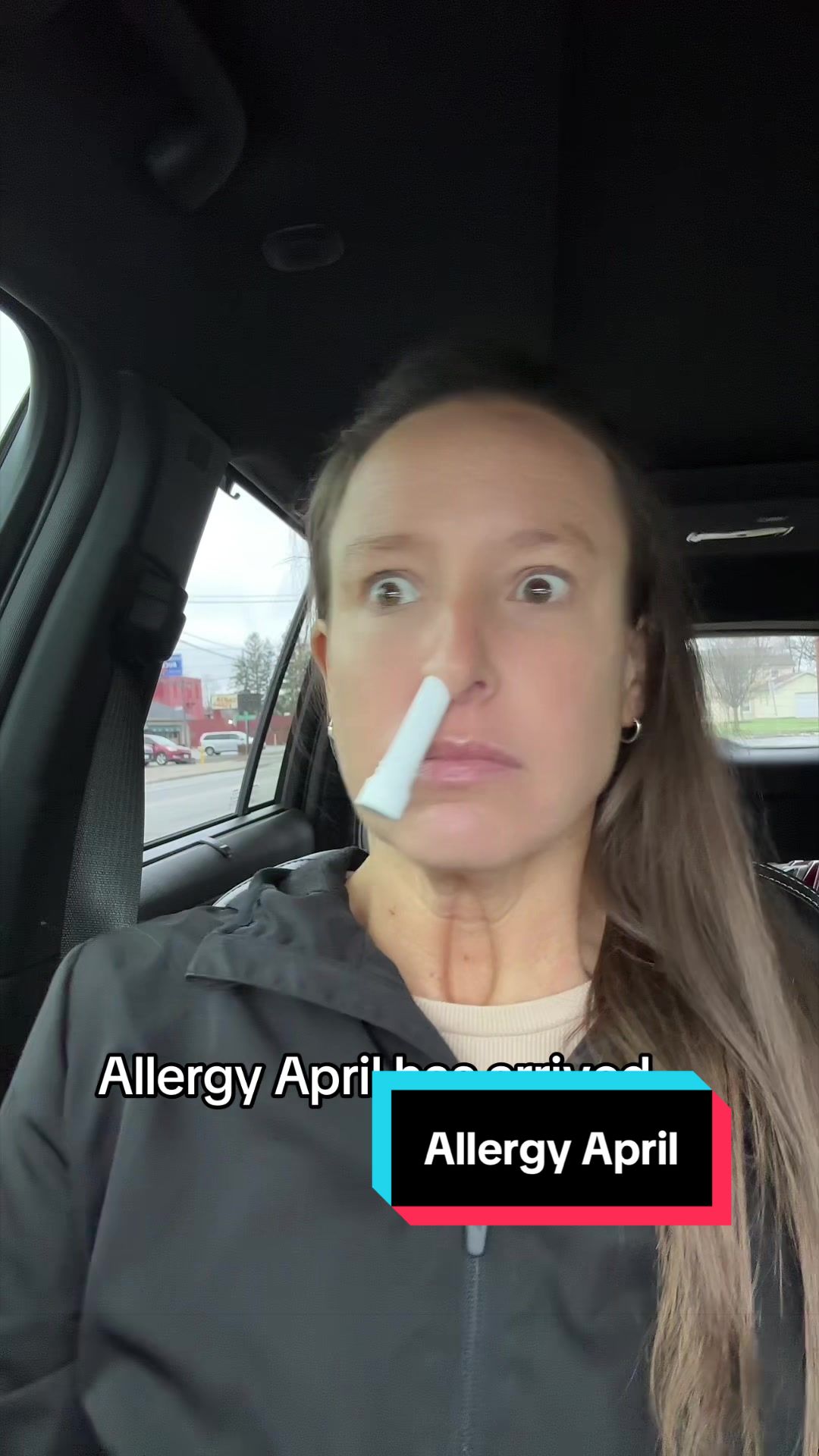 TikTok post by @marcydankianos for BoomBoom Naturals. Caption reads: April is full of allergies #Allergies....