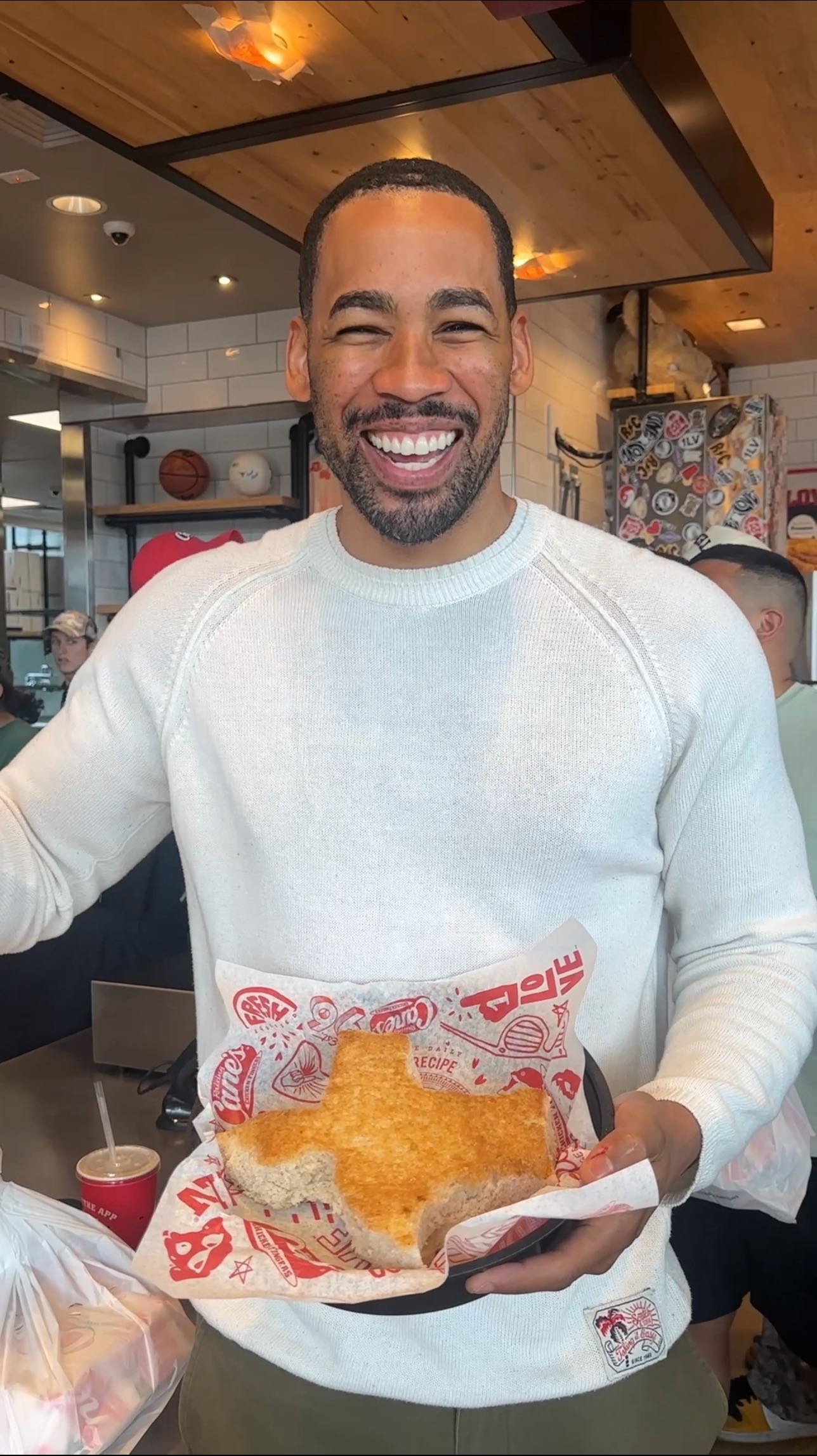 Instagram post by @mike_johnson for Raising Cane's. Caption reads: Twenty years of Texas @raisingcanes and the Box....