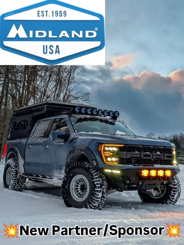 Instagram post by @whtmtnraptor for Midland Radio. Caption reads: Huge thank you to the new build partner....