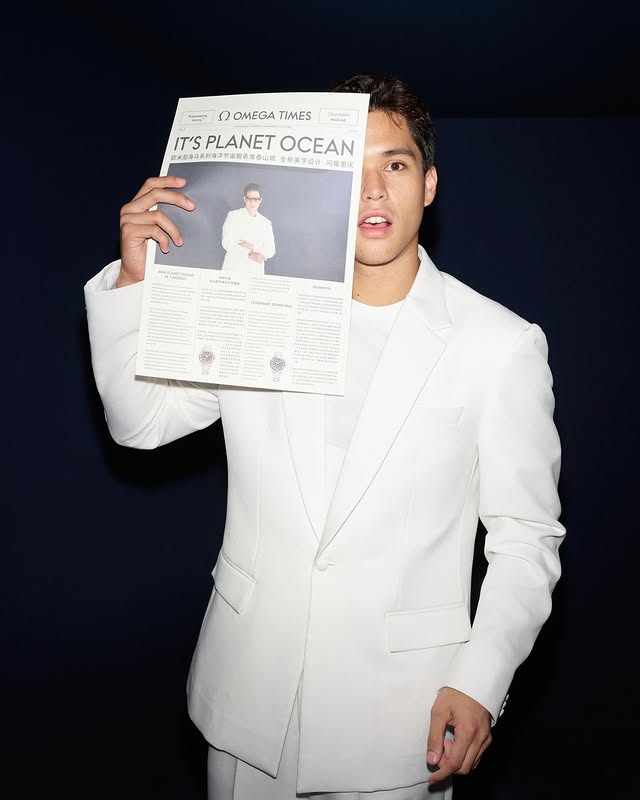 Instagram post by @kyleecharri for OMEGA. Caption reads: [...] with Kyle Echarri and Enchong Dee.....