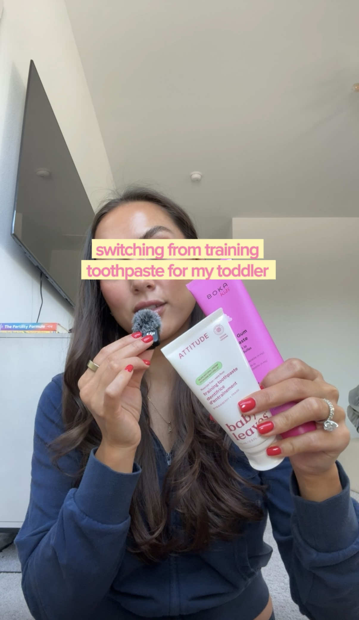TikTok post by @danielleajeto for Boka. Caption reads: [...] #trainingtoothpaste @ATTITUDE @BOKA....