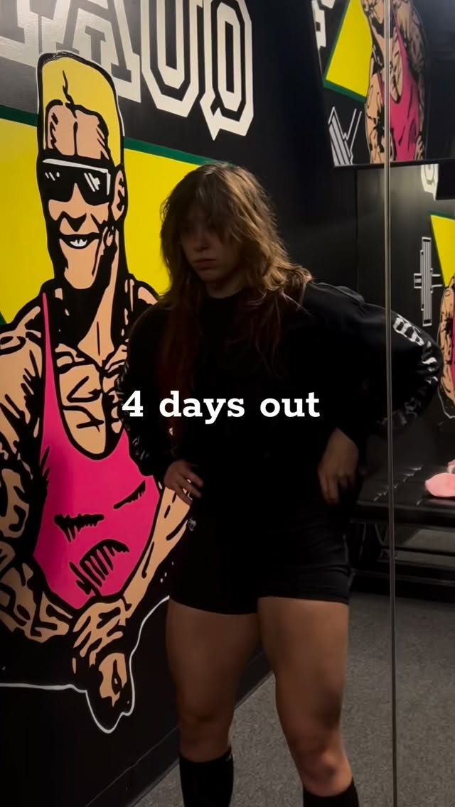 Instagram post by @monicaagranda for Gymreapers. Caption reads: 4 days out (light day and last....