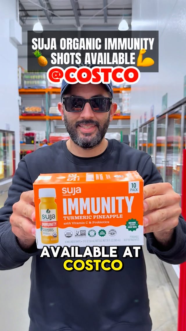 Instagram post by @costcowonders for Suja Organic. Caption reads: Suja Organic Immunity Shots are now available....