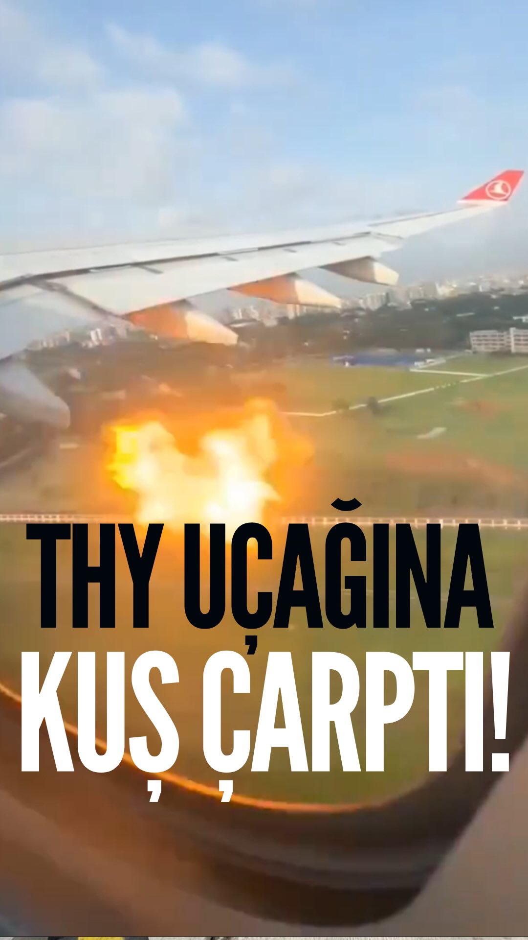 Instagram post by @yilmazmuh for Turkish Airlines. Caption reads: THY UÇAĞINA KUŞ ÇARPTI❗️✈️ 🇧🇩

🛫Türk Hava....