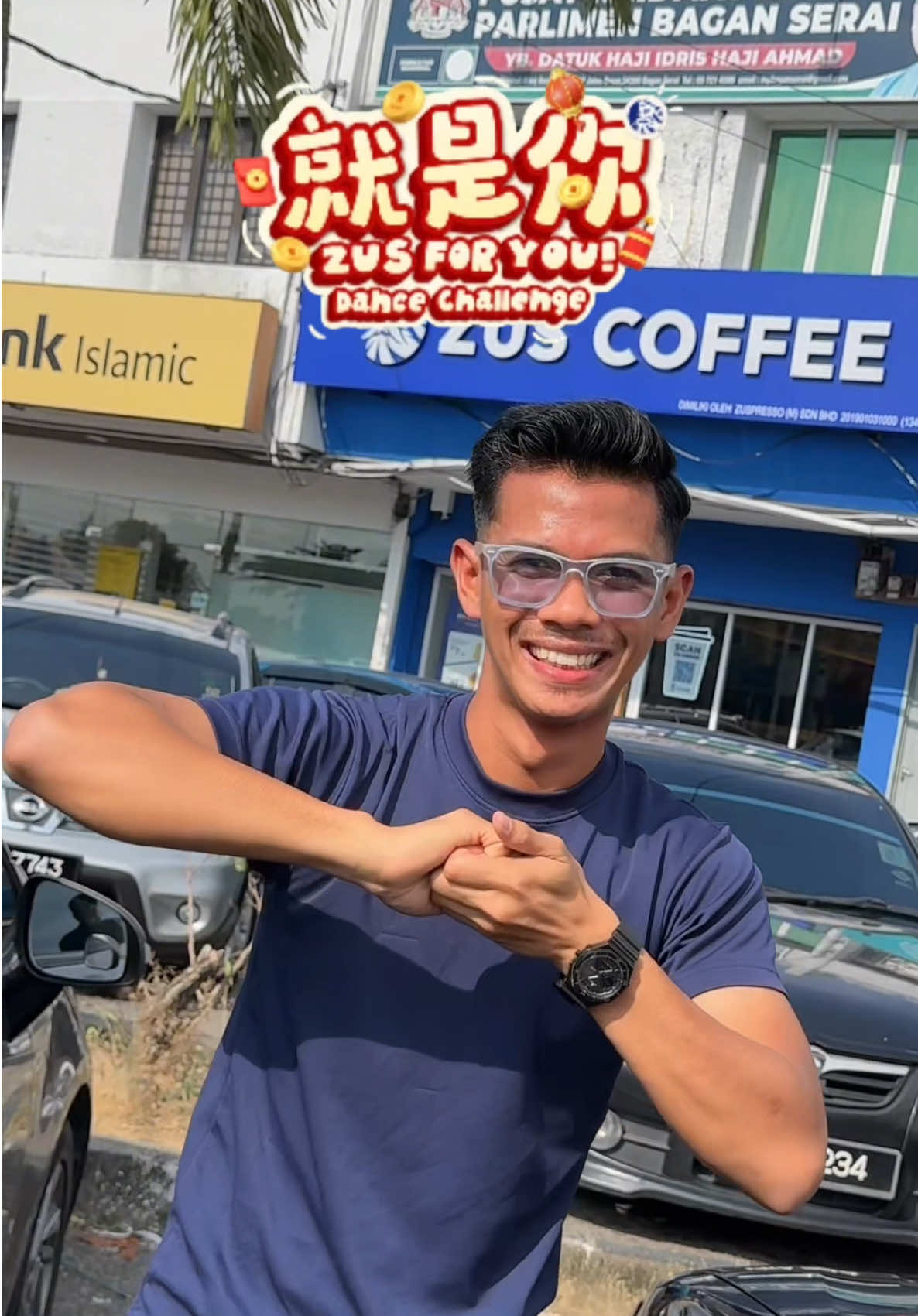 TikTok post by @ter_typeee for ZUS COFFEE. Caption reads: Lets join zusdancechallenge💙 @zuscoffee....