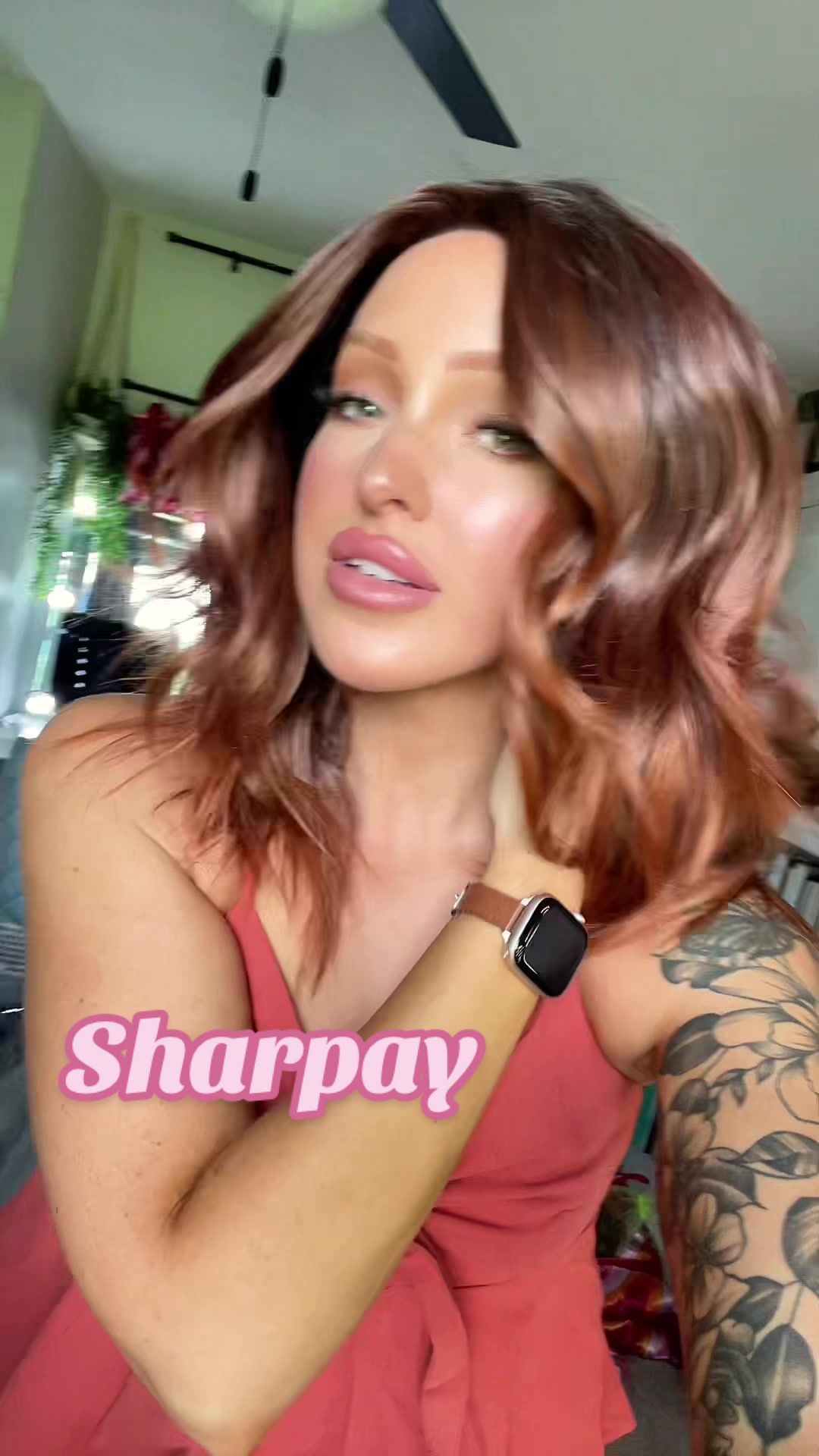 TikTok post by @nancysallee for Chelsey Smith Cosmetics. Caption reads: Sharpay short sunset brunette in stock at @Chelsey....