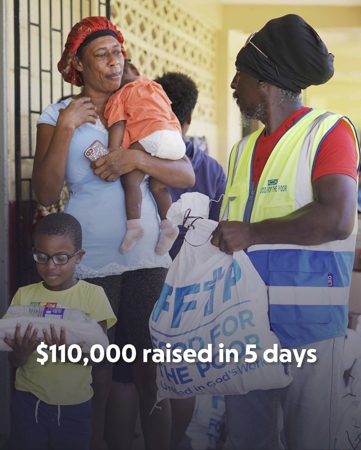 Instagram post by @funkmastermma for GoFundMe. Caption reads: $110,000 raised in five days 🇯🇲

$30k from the....