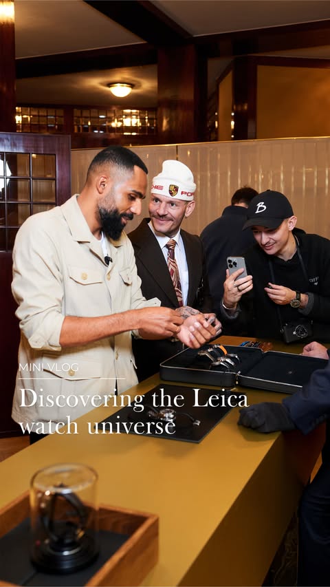 Instagram post by @newkissontheblog for Leica Camera. Caption reads: Another day at the office with @leica_watch....