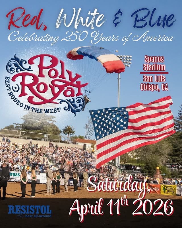 Instagram post by @calpolyrodeo for Resistol. Caption reads: [...] 12pm! This post is brought to you by....