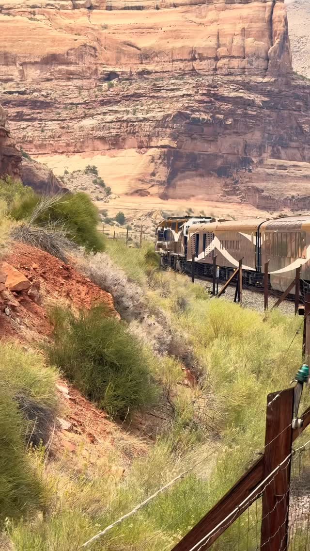 Instagram post by @rebeka.mike for Visit Utah. Caption reads: Bucket list-worthy luxury train experience in the....