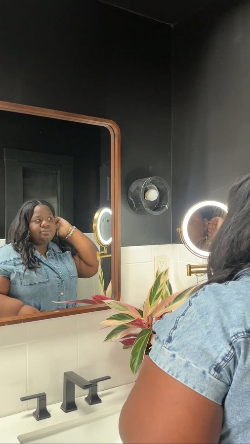 Instagram post by @homediyary for Delta Faucet. Caption reads: As the main bathroom, this little room works so....