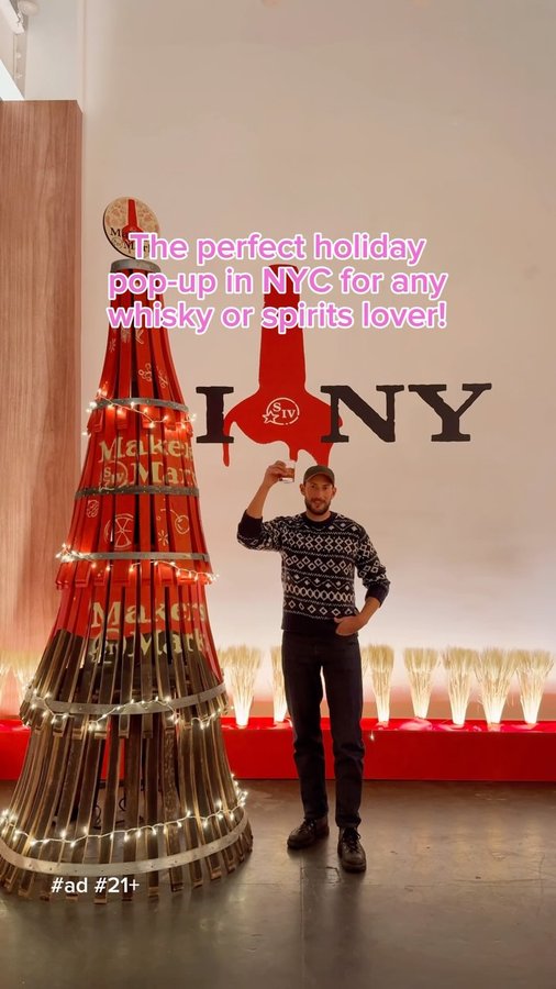 Instagram post by @calebthill for Maker’s Mark. Caption reads: #ad #21+ Had so much fun at the @makersmark pop-up....