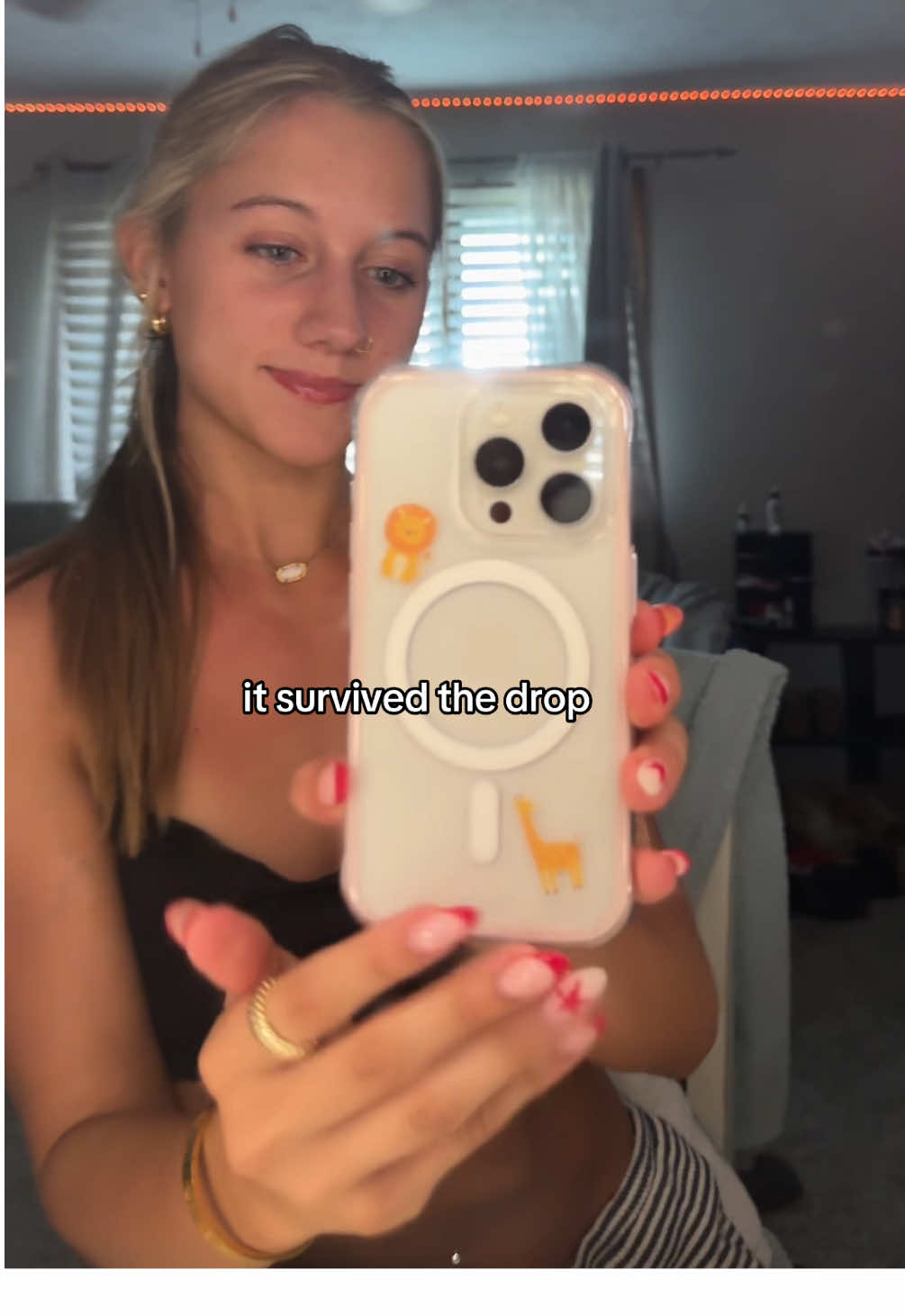 TikTok post by @hayliftz for ORNARTO. Caption reads: [...] it comes w free stickers 😊✨ #phonecase....