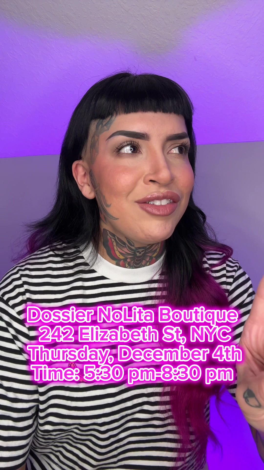 TikTok post by @ninaghoulina for Dossier. Caption reads: NYC, I’m coming! To celebrate my collaboration....