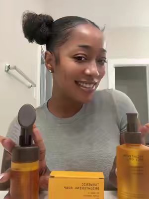 TikTok post by @nikalovely88 for Glo Melanin. Caption reads: Glo Melanin Head to Toe Glow Bundle | Brightening....