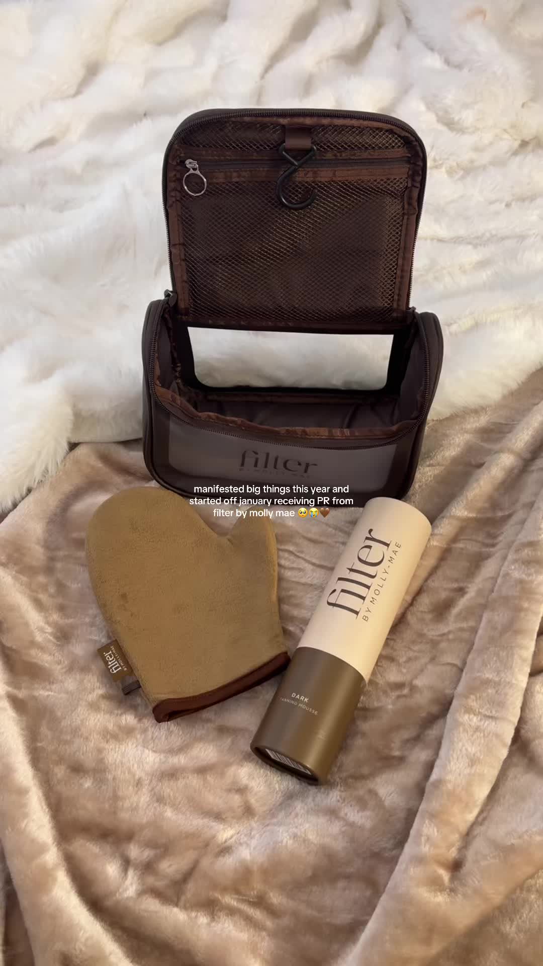 TikTok post by @nicolecoombes_ for FILTER BY MOLLY-MAE. Caption reads: [...] tan bundle, thank you SO much....