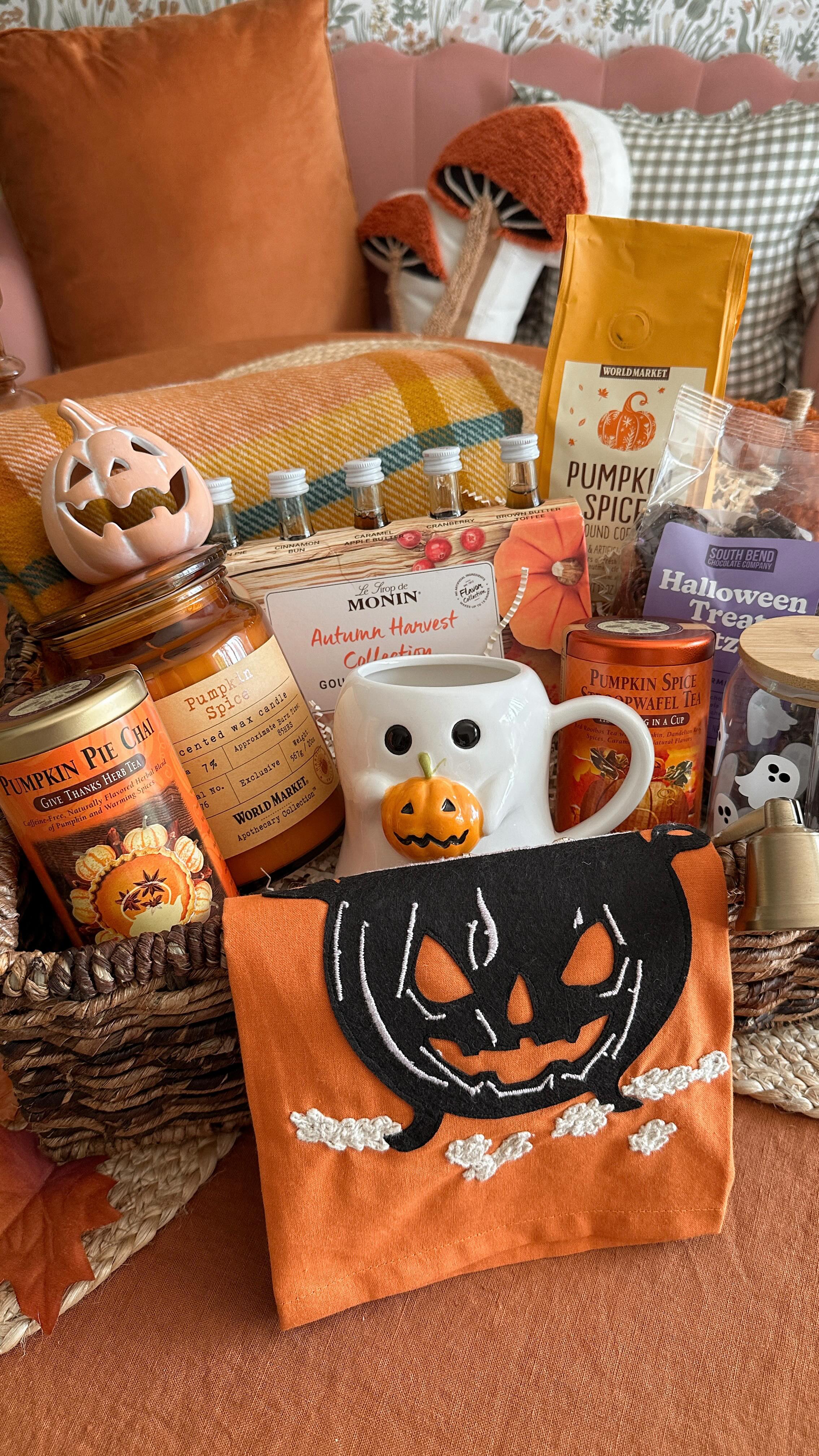 Instagram post by @skylermmann for World Market. Caption reads: POV it’s boo basket season 🎃🍂....