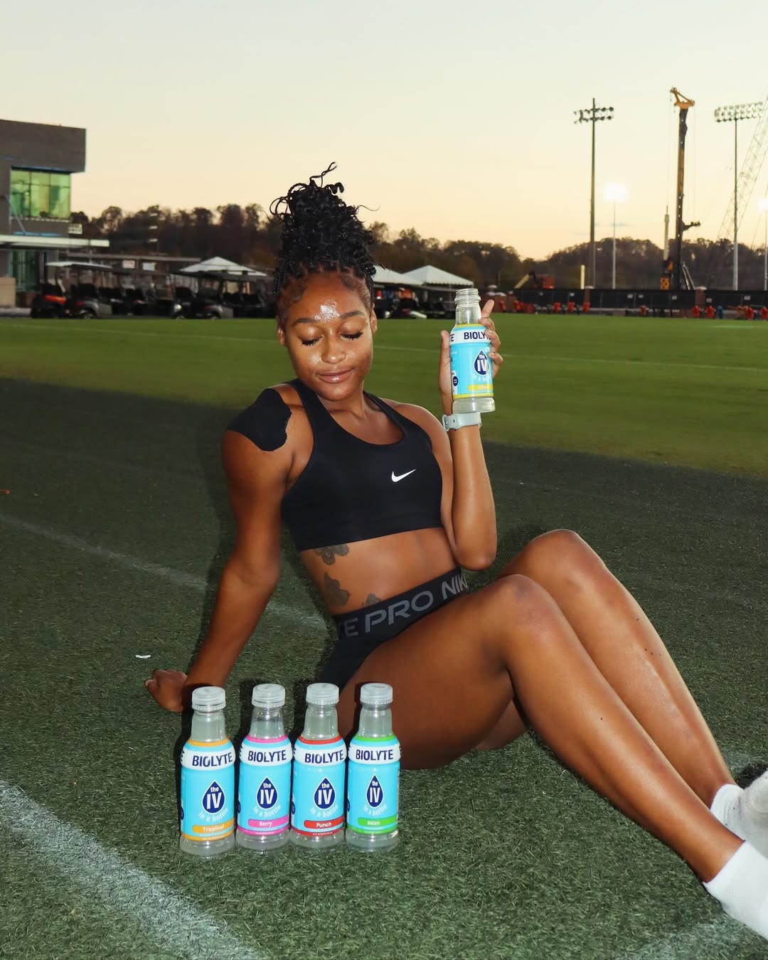 Instagram post by @mylasgreene for 98Strong. Caption reads: I couldn’t gatekeep my hydration success secret.......