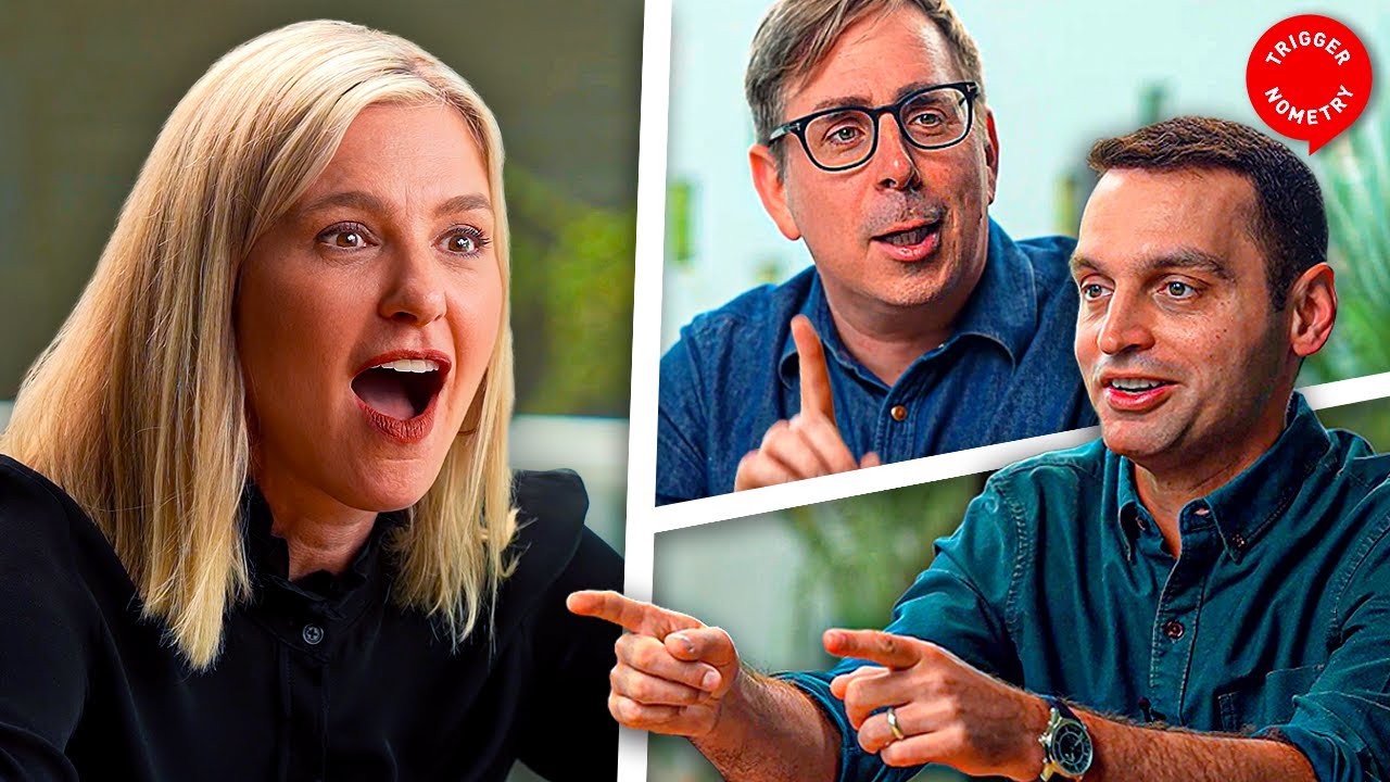 YouTube post by @triggerpod for hims. Caption reads: Meghan Markle, Brigitte Macron, Piers Morgan and....