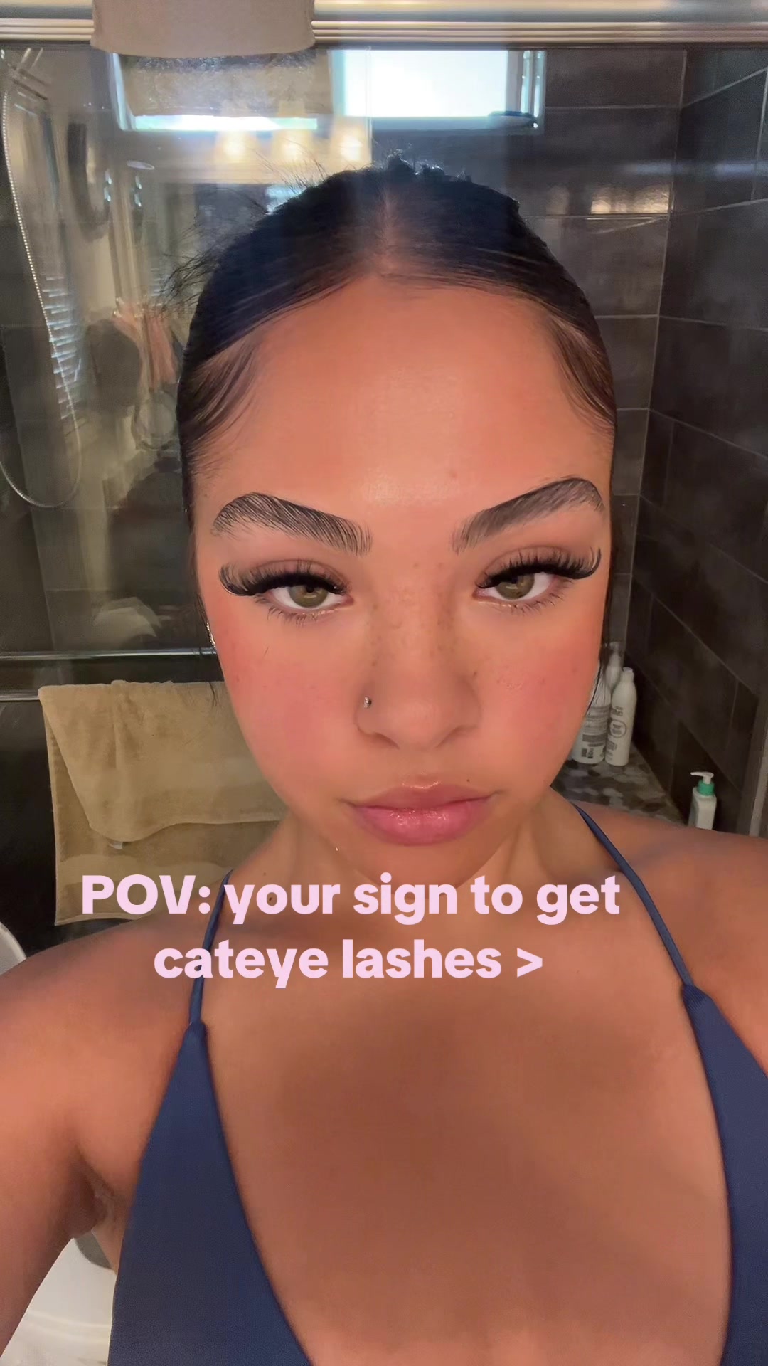 TikTok post by @abilovescats1 for Geeneiya Lashes. Caption reads: @Geeneiya_Lash Tutorial🎀 #geeneiyalashes....
