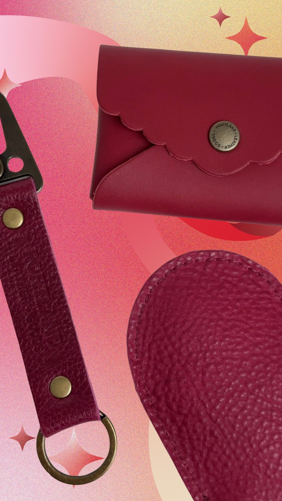 Instagram post by @the_breasties for Portland Leather Goods. Caption reads: THE BREASTIES COLLECTION

👜 Bags: Liz Market....