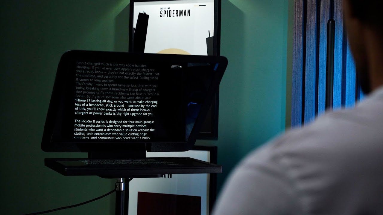 YouTube post by @dailytested for Elgato. Caption reads: Elgato Prompter XL Review – Perfect Tool for [...].