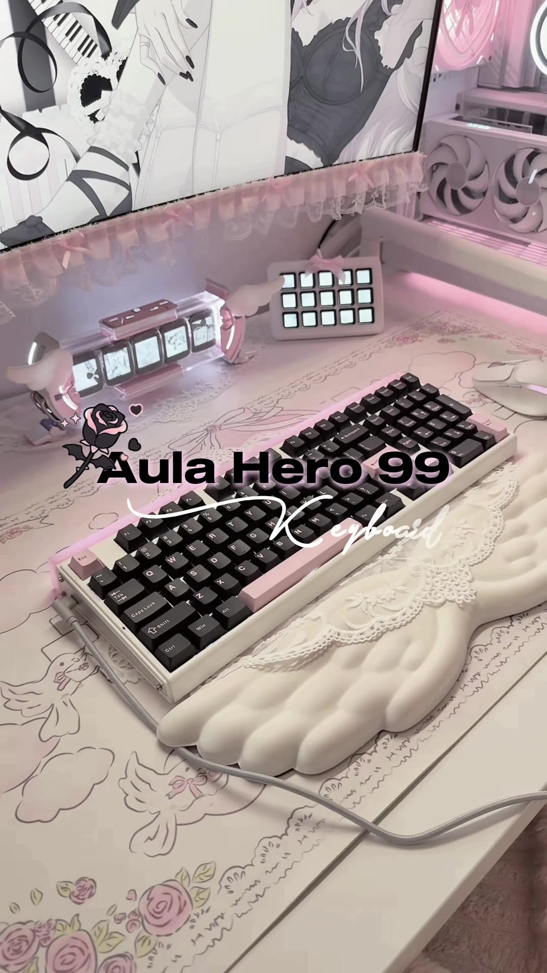 TikTok post by @nauukidolli for Aula. Caption reads: [...] too 🩷🖤 wp: @/gothamsy Thank you @Aula for....