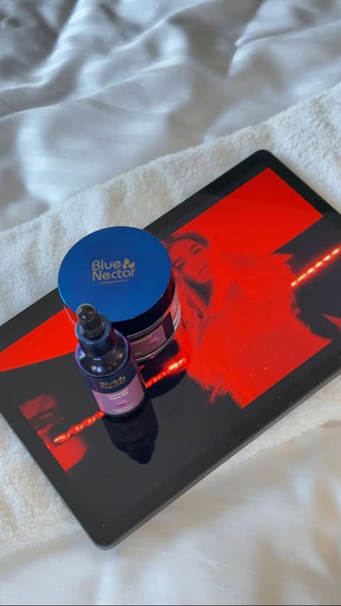 Instagram post by @dinnna________ for Blue Nectar. Caption reads: No filters. No complicated 10-step routine. Just....