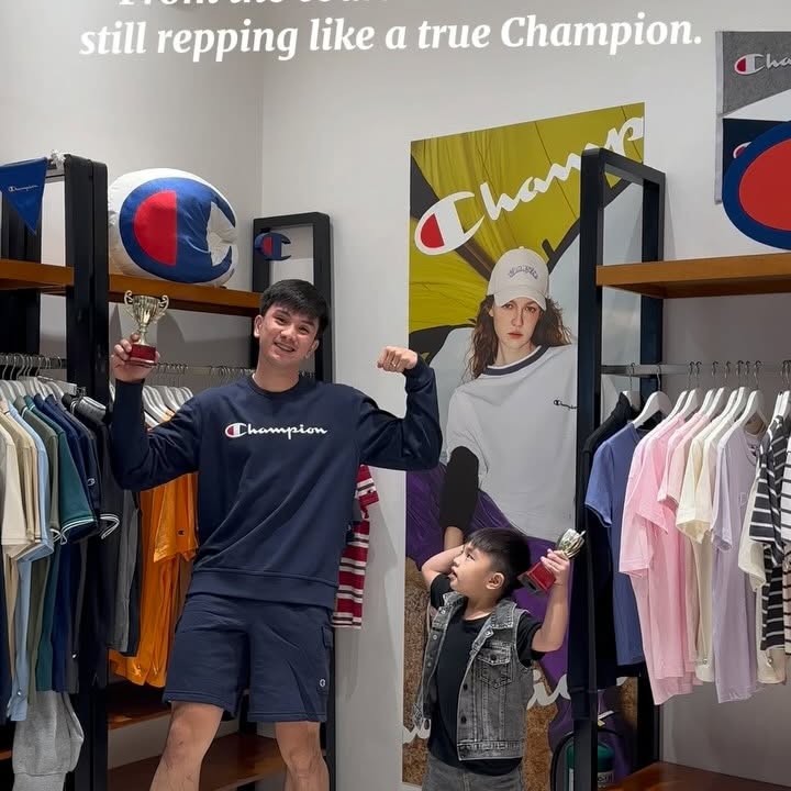Instagram post by @adriannocum1 for Champion. Caption reads: Father and son champion moments.
@champion.ph.