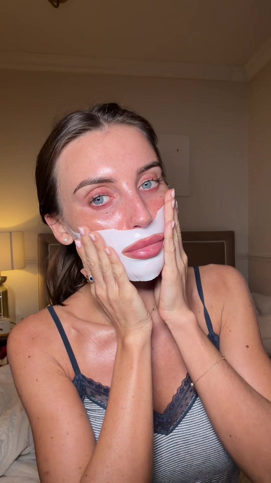 TikTok post by @aimee_isabella for Narae. Caption reads: [...] skin to glow overnight - a face mask @Narae....