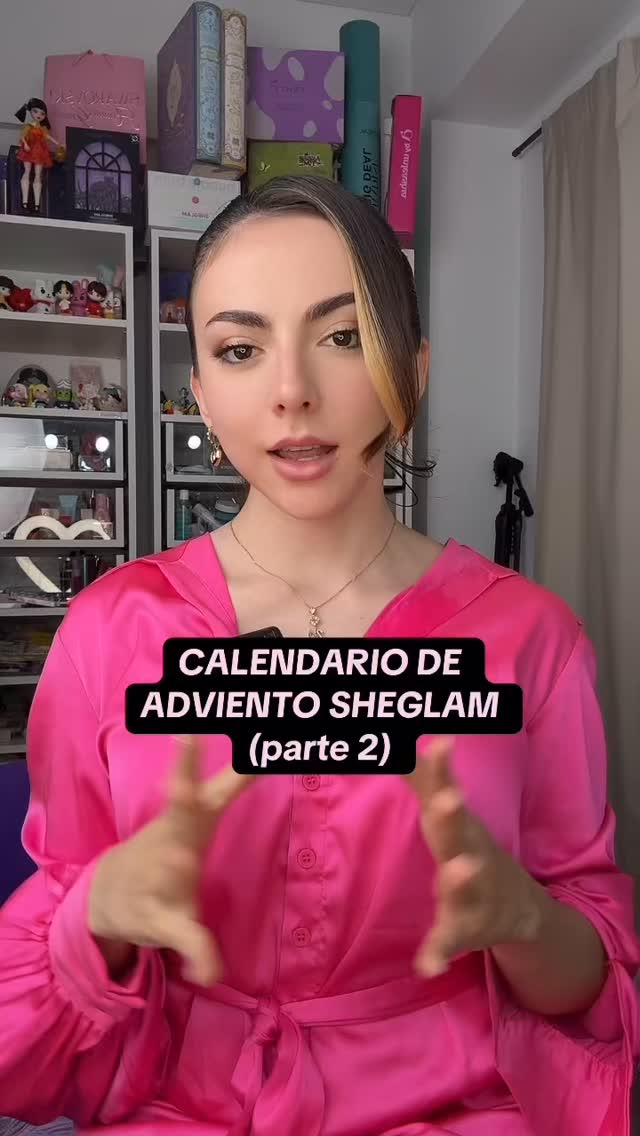 Instagram post by @cande.copello for SHEGLAM OFFICIAL. Caption reads: Abriendo el #CalendarioDeAdviento de....