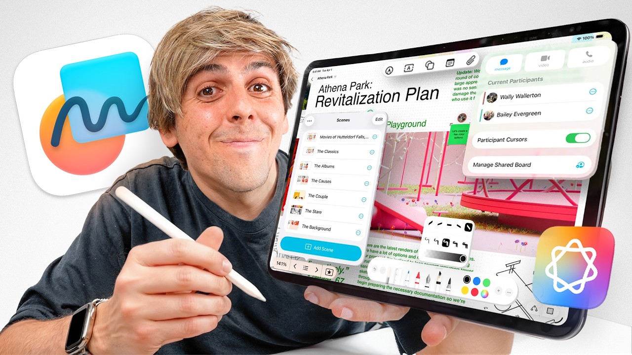 YouTube post by @NikiasMolina for Paperlike. Caption reads: Apple Freeform: How To Make It (Really) Useful.