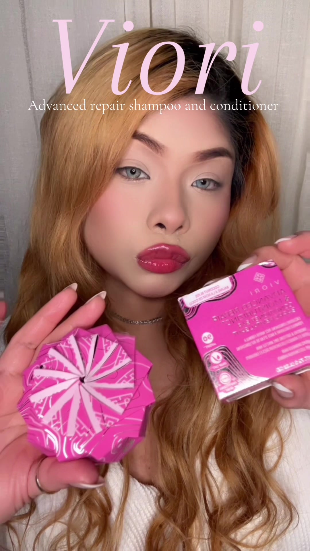 TikTok post by @dayy_000 for VIORI. Caption reads: 🫧Healthier and stronger hair with @Viori Beauty ....