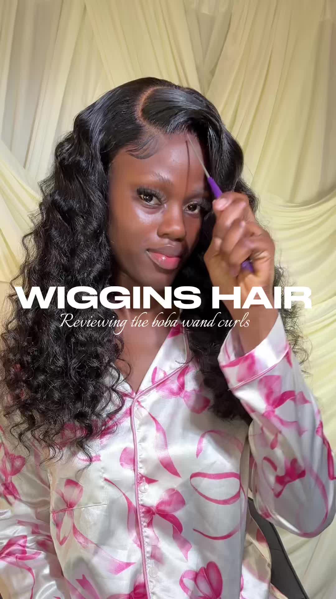 TikTok post by @thatgirlsholape for Wiggins Hair. Caption reads: Pre everything wig? Count me in😍😍 @WIGGINS__HAIR....