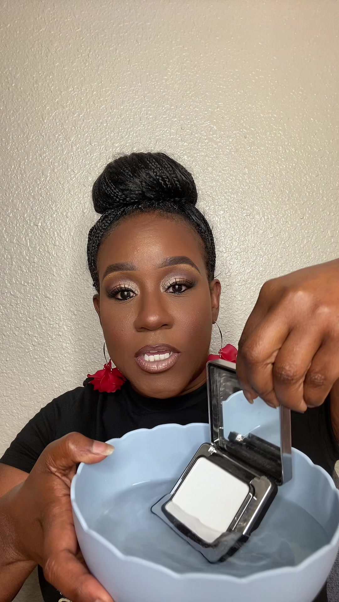 TikTok post by @slayedbyshea for Carslan. Caption reads: Water proof, sweat proof powder @Carslanvn....