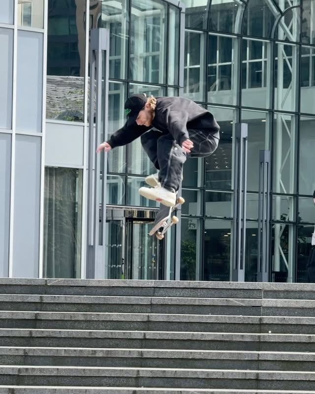 Instagram post by @a.d.a.m.k.a.y for Nike Skateboarding. Caption reads: Clipping excursions in the London📍🏙️....