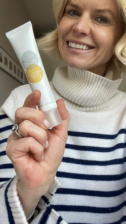 Instagram post by @mrsaddtobasket for Balance Me Natural Skincare. Caption reads: Always always wear an SPF…even if you’re working....
