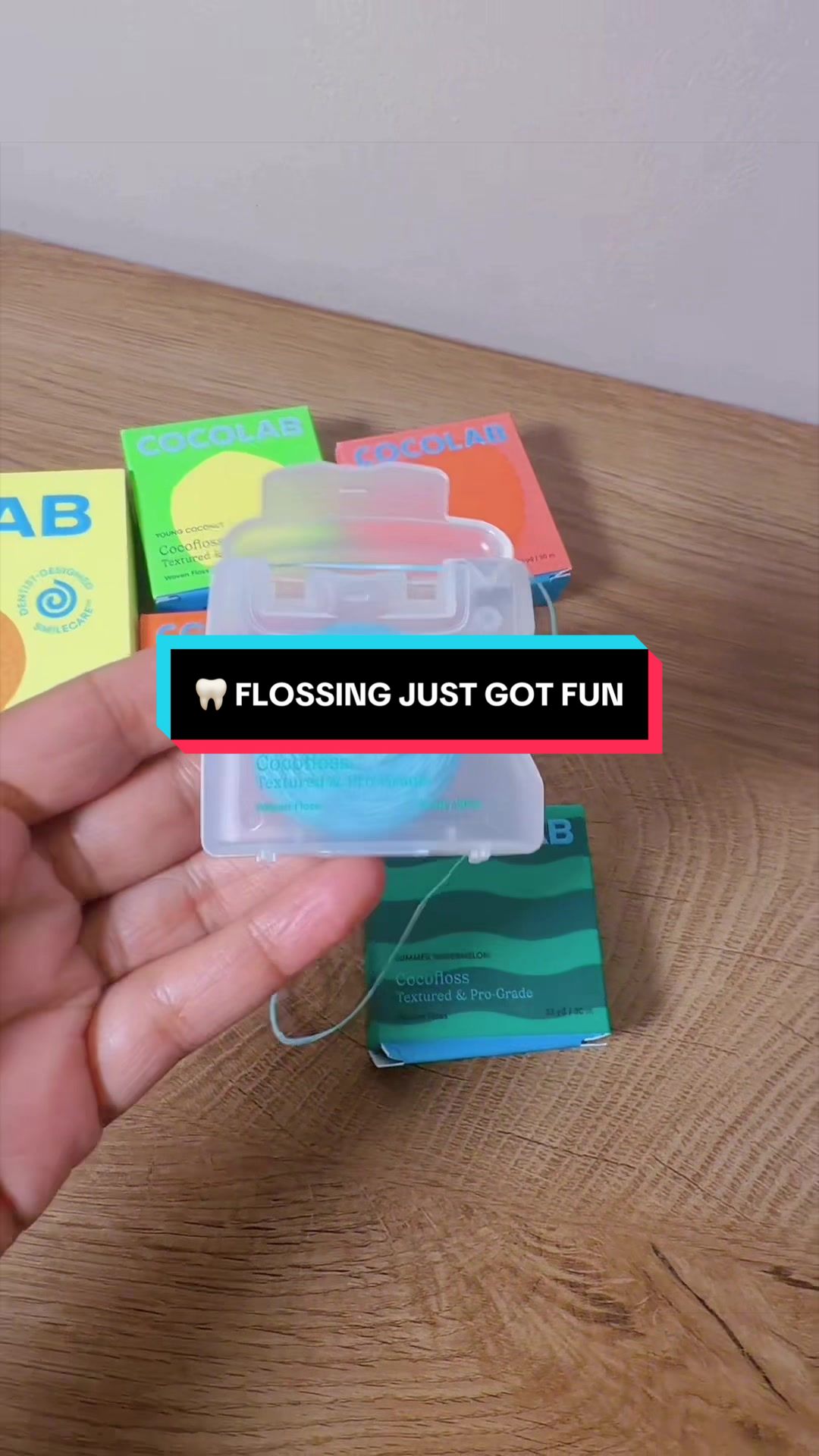 TikTok post by @hanna.robinson2 for Cocofloss. Caption reads: I never thought I’d be excited about floss… until....