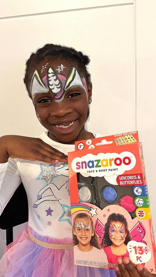 Instagram post by @adventureswithaunty_ for Snazaroo. Caption reads: This Halloween get ready with @officialsnazaroo!....